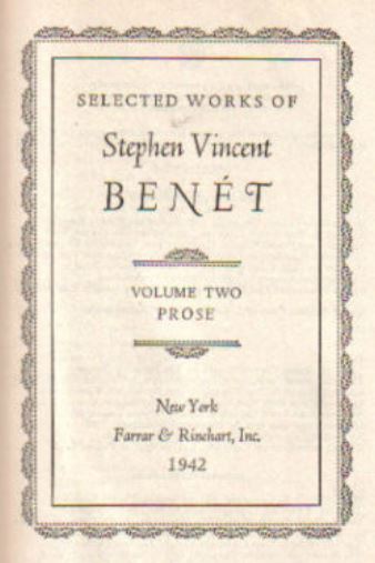Selected Works of Stephen Vincent Benet V 2
